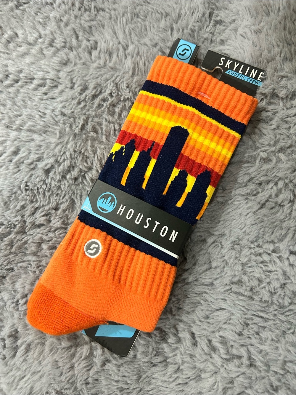 Athletic Crew Socks - Houston Orange Skyline